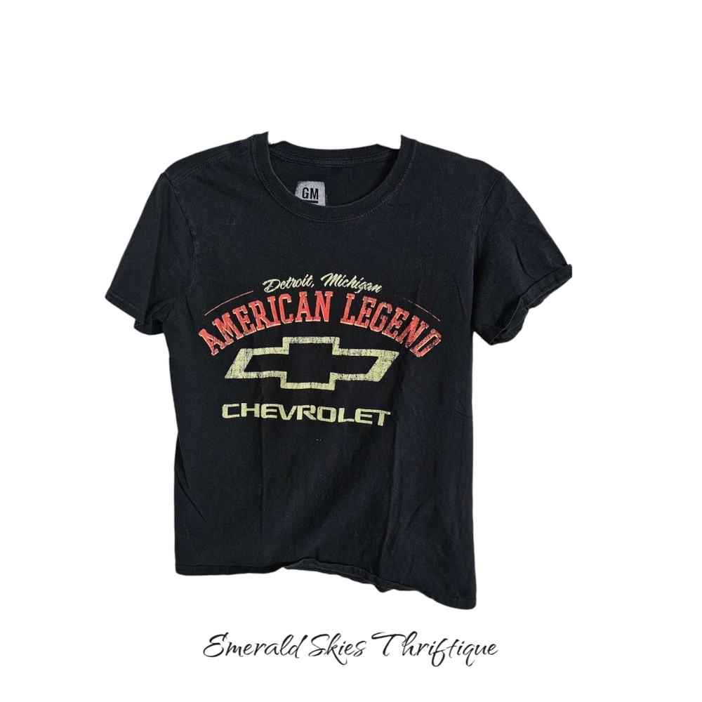 GM Chevrolet Shirt Adult Small Black American Legend Logo Graphic